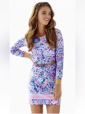 NWT Lilly Pulitzer Boca Chica sz L set Multi LAPLAYA ENGINEERED ALL OVER 🦄 RARE
